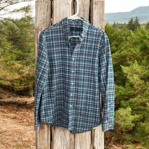 Ralph Lauren Men's Blue Plaid Shirt colorful pony size large 100% cotton